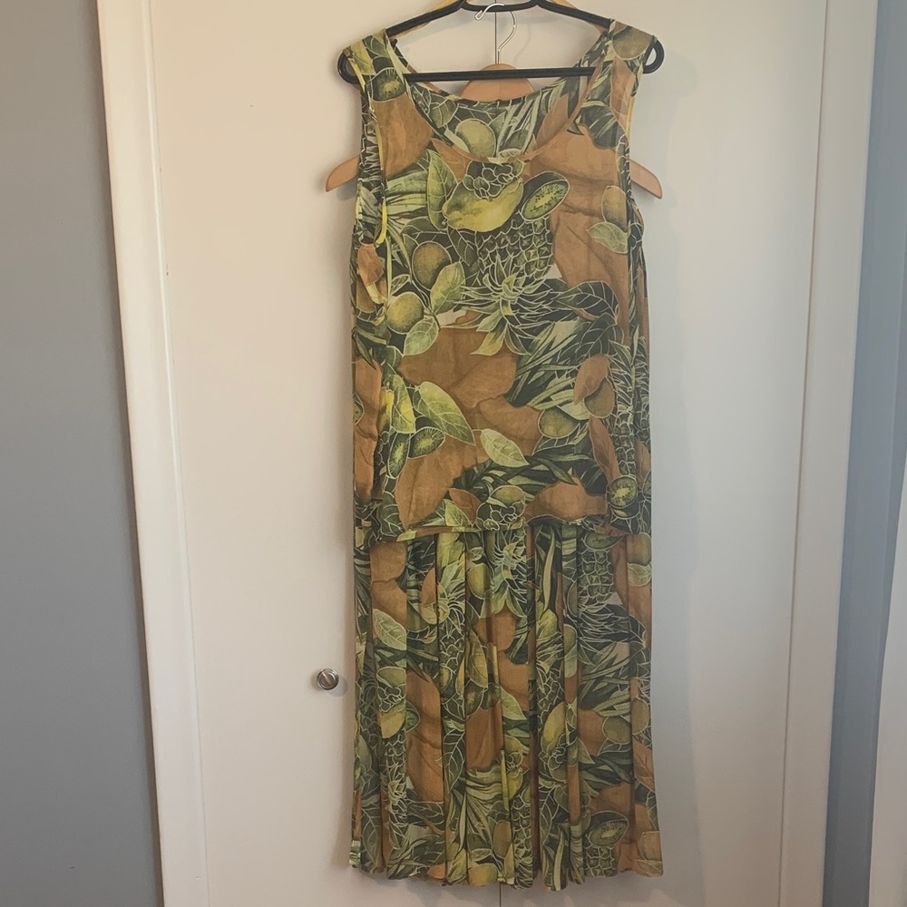Vintage Choice by Steilmann 80s 90s Fruit & Leaves 2 Piece Tank & Skirt Size 12